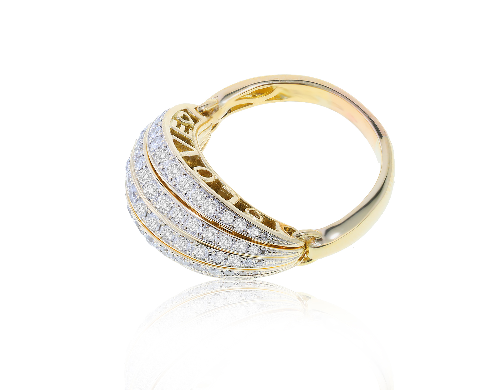 Модное золотое кольцо с бриллиантами 1.21ct