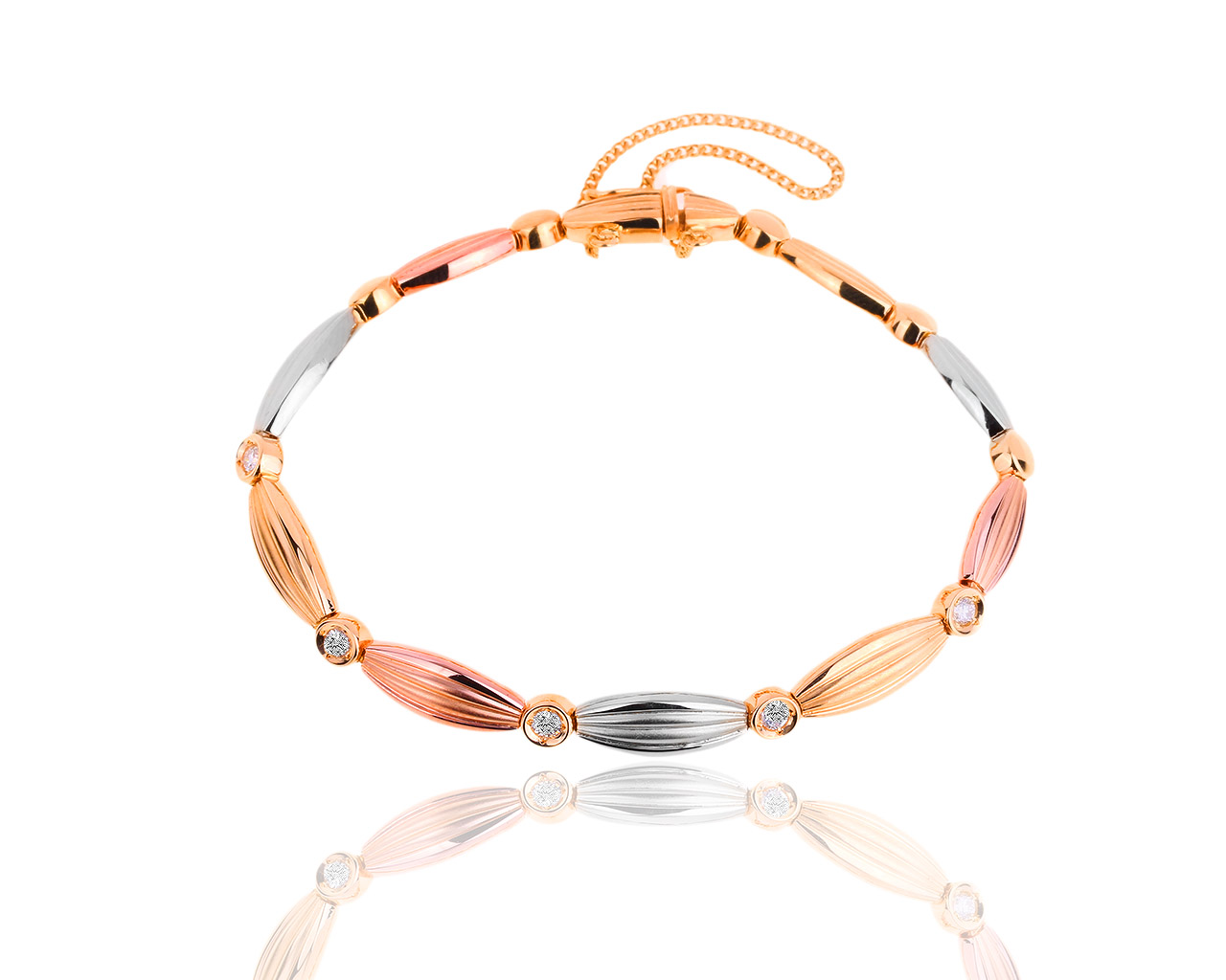 Стильный золотой браслет с бриллиантами 0.24ct 221018/1