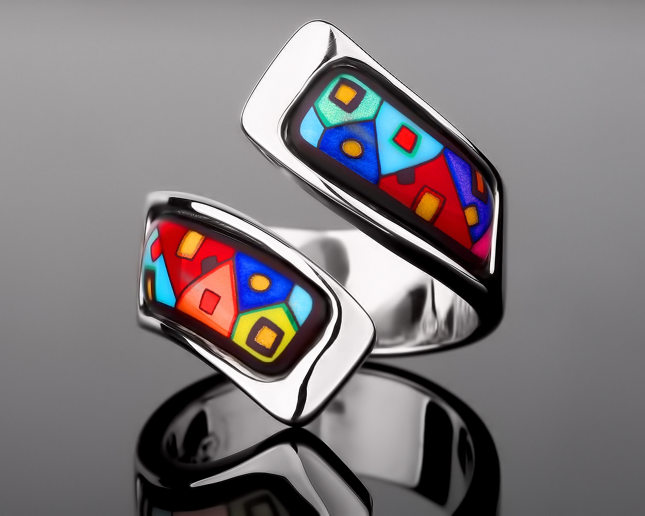 Цветное золотое кольцо c эмалями Frey Wille 290617/7