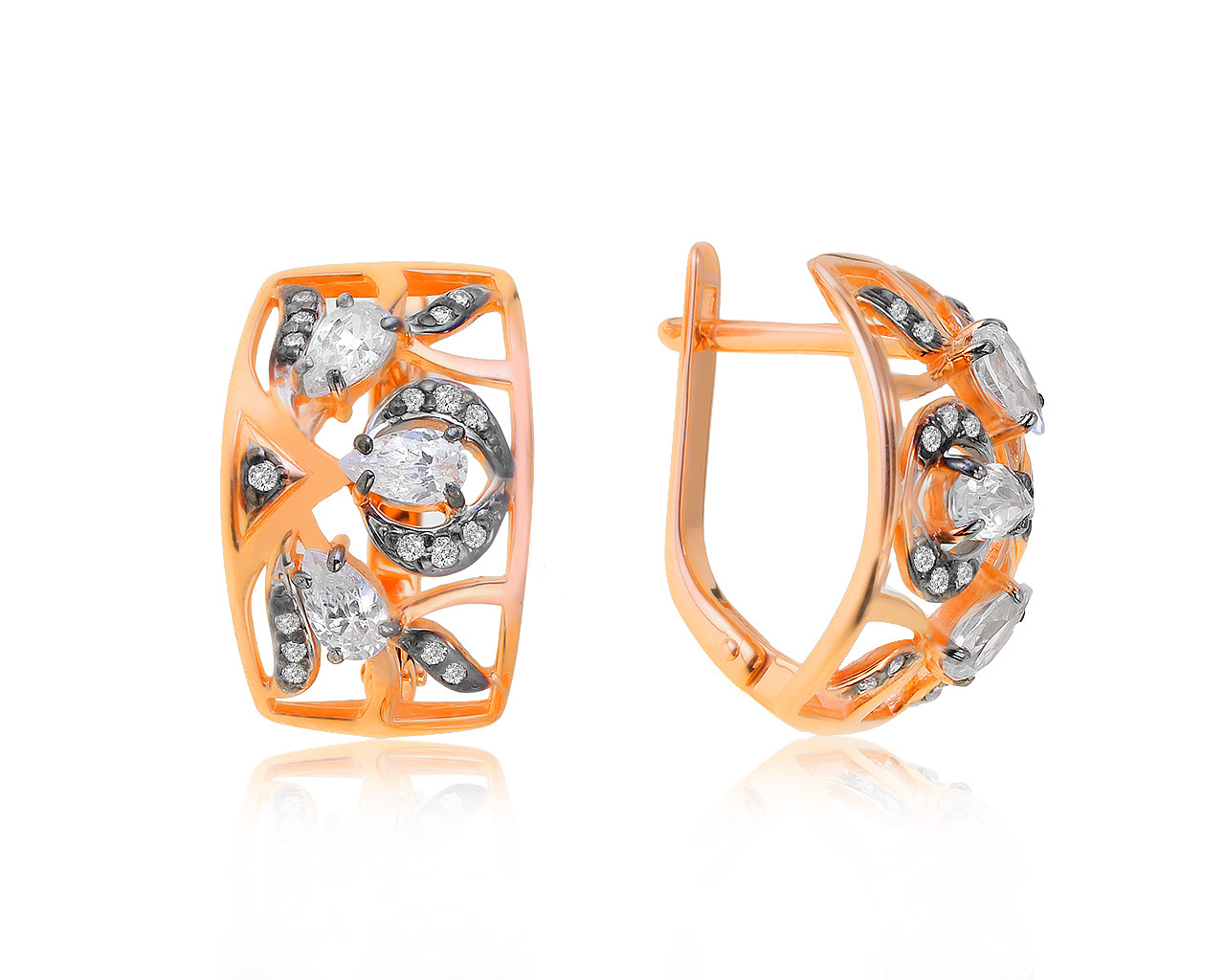 Чарующие золотые серьги с кварцами 0.96ct 140620/19