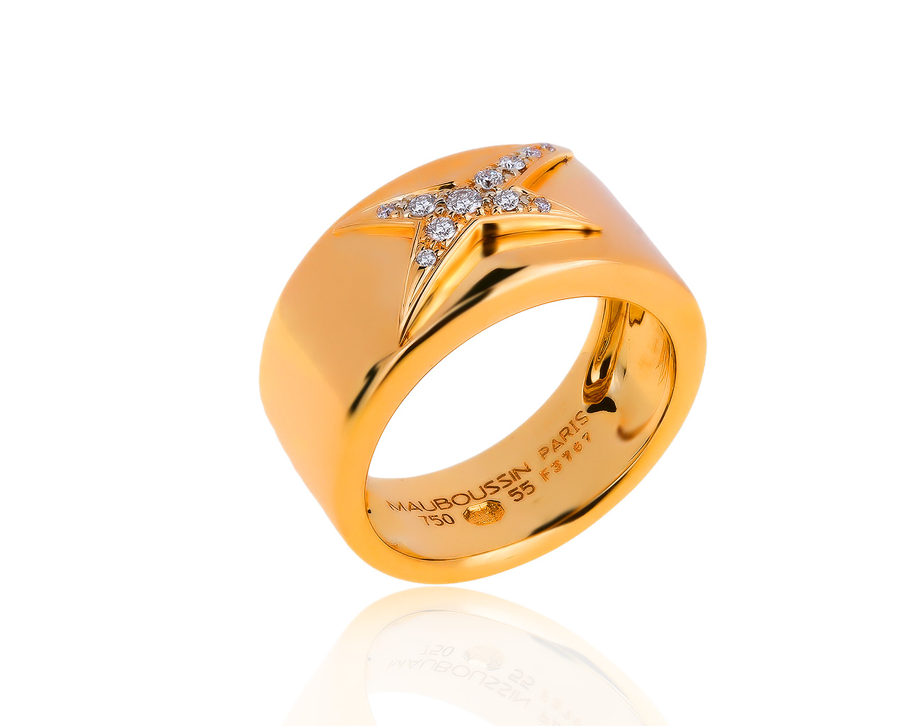 Оригинальное золотое кольцо с бриллиантами 0.13ct Mauboussin 201019/2