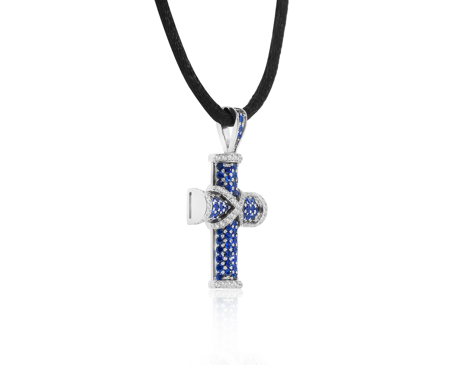 Прекрасный золотой кулон с сапфирами 1.74ct