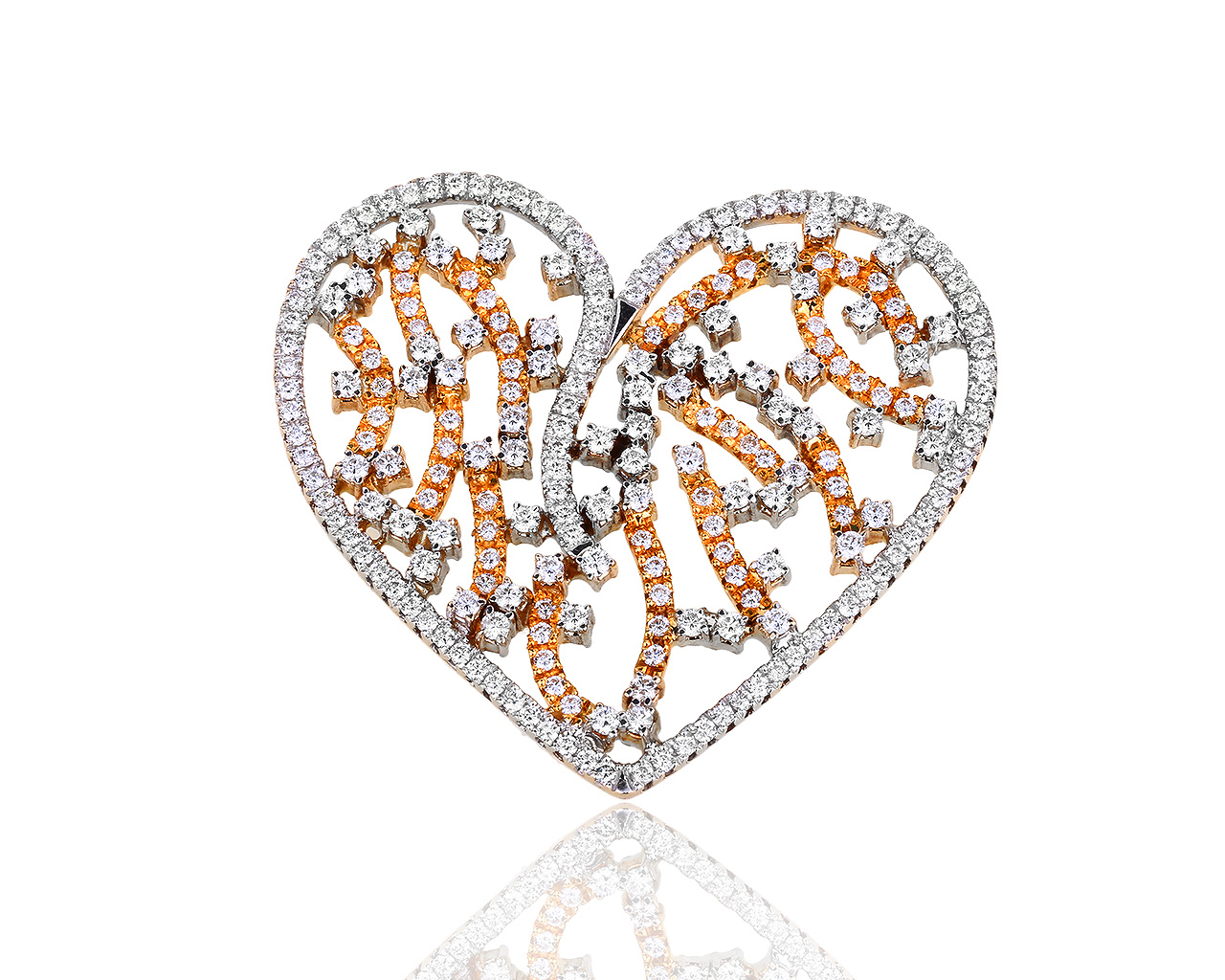 Романтичный золотой кулон с бриллиантами 3.60ct 080616/2