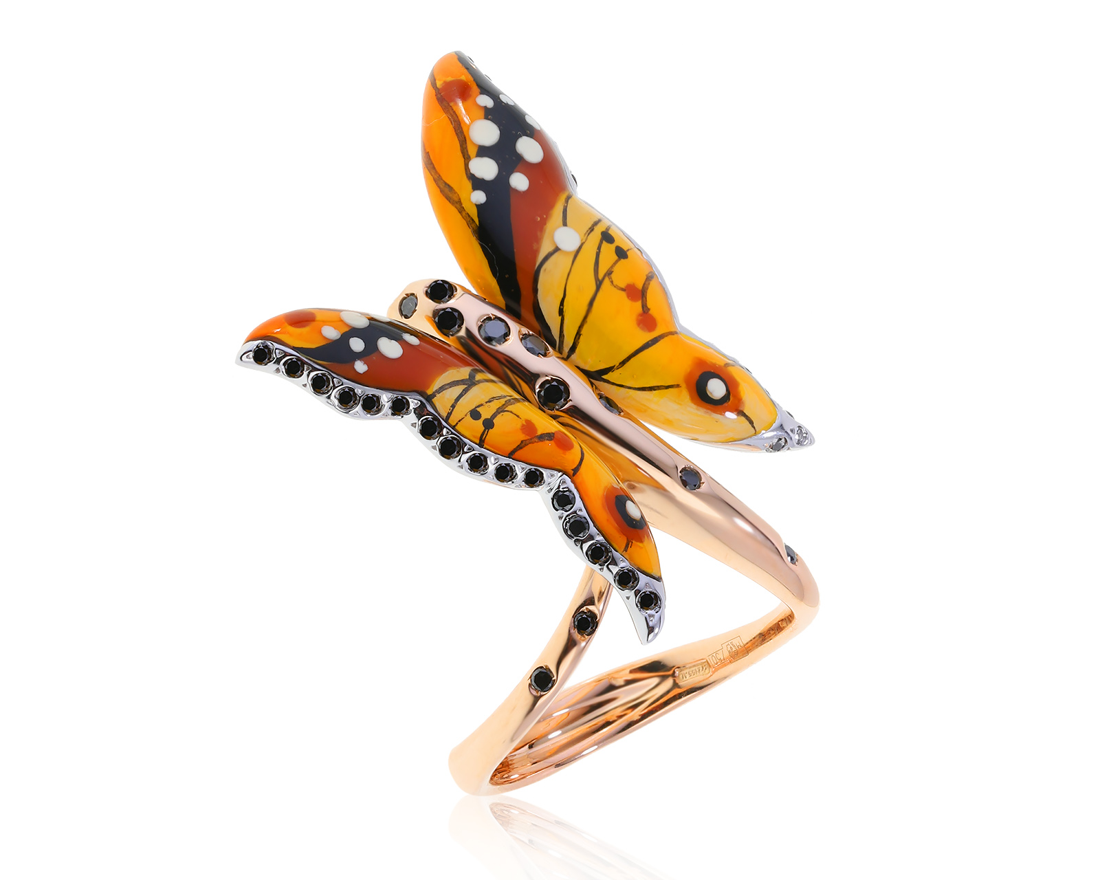 Оригинальное золотое кольцо с эмалью Bibigi 070622/16