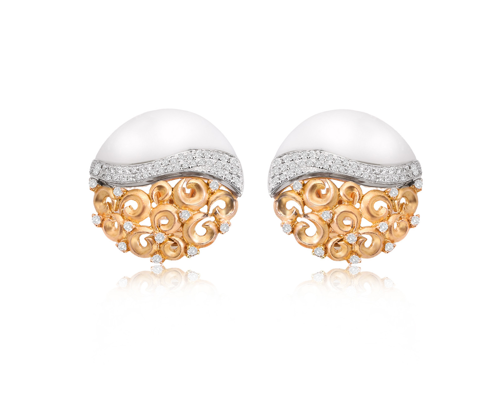 Золотые серьги с ониксом 3.28ct и бриллиантами 0.37ct 181025/1