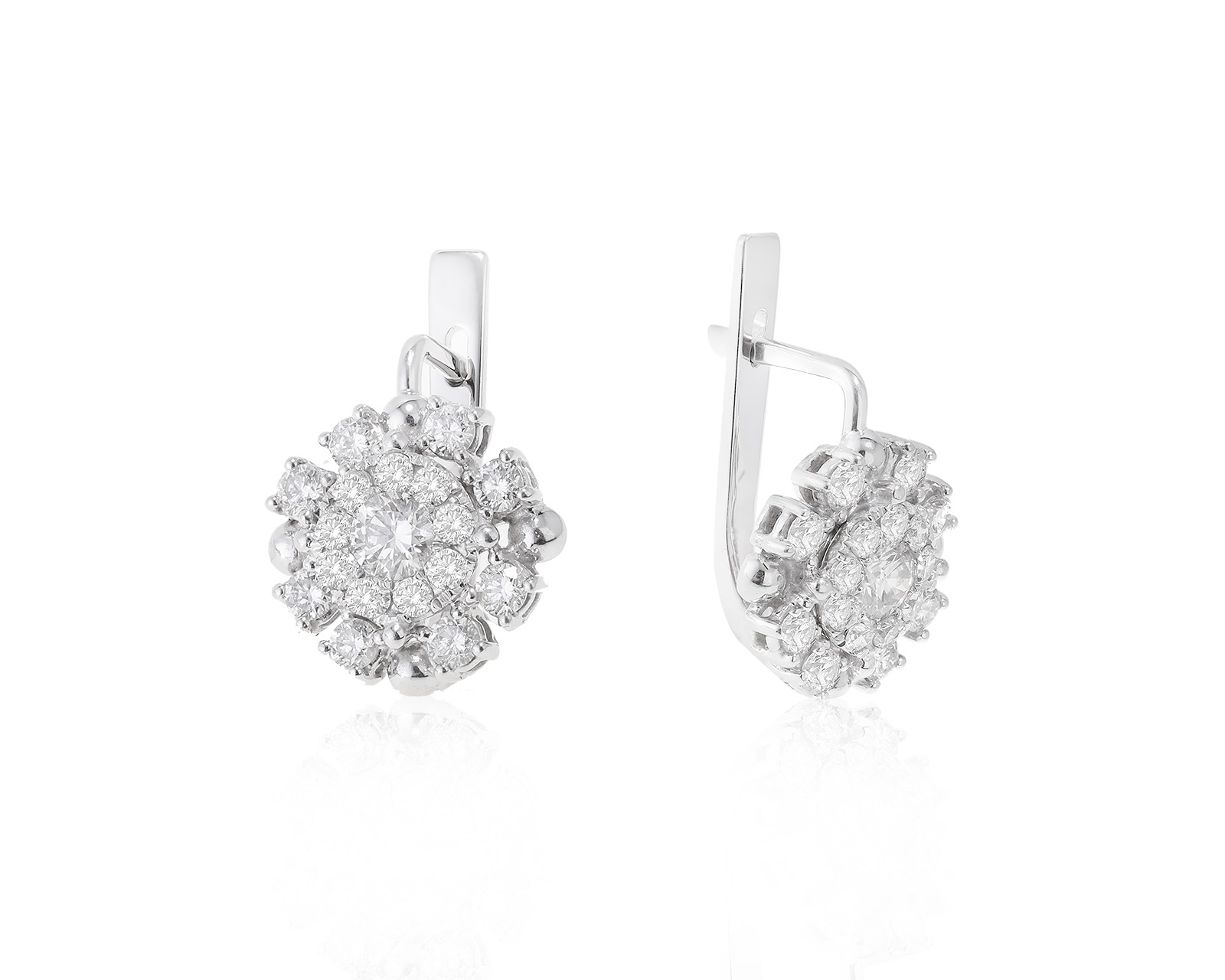 Богатые золотые серьги с бриллиантами 1.36ct 071222/2