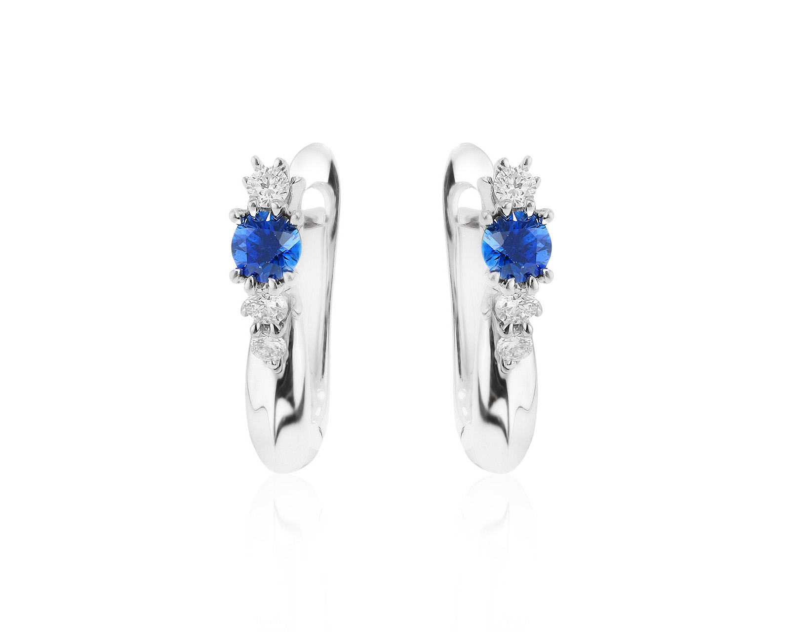 Золотые серьги с бриллиантами и сапфирами 0.34ct