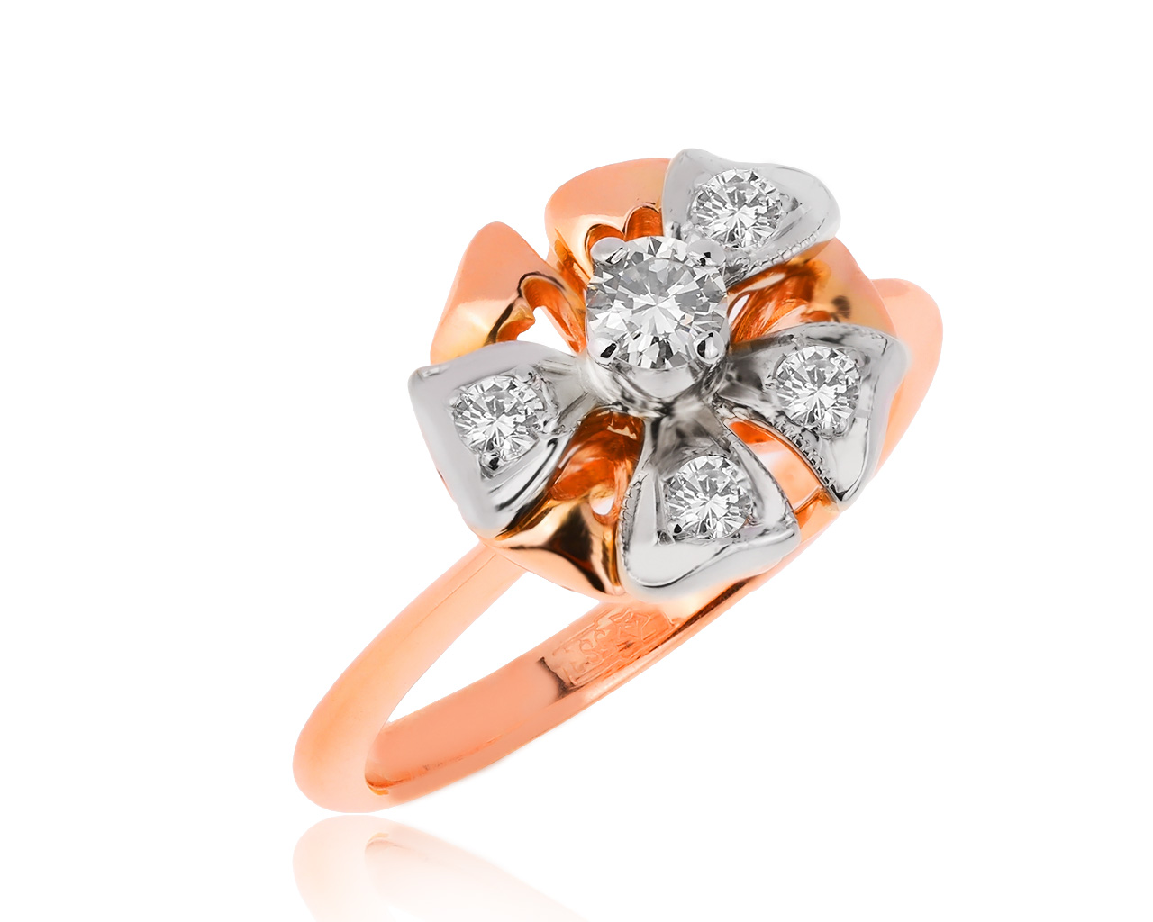 Винтажное золотое кольцо с бриллиантами 0.29ct 140620/17