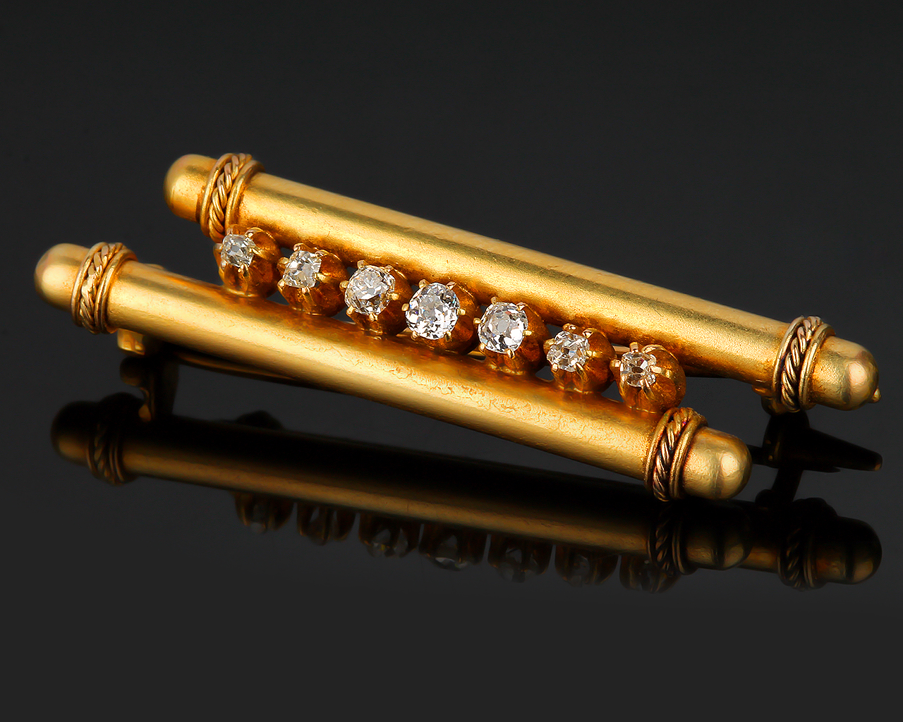 Старинная золотая брошь с алмазами 031215/3