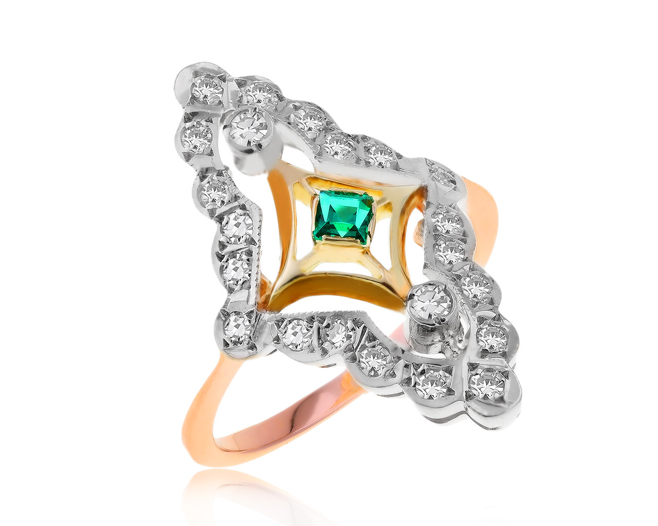 Винтажное золотое кольцо с бриллиантами 0.24ct СССР