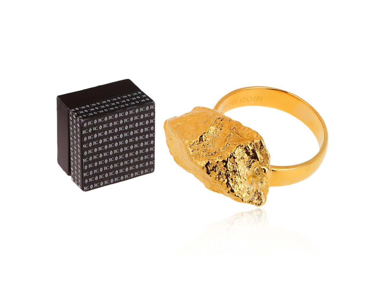 Интересное золотое кольцо Roberto Coin Textured Nugget