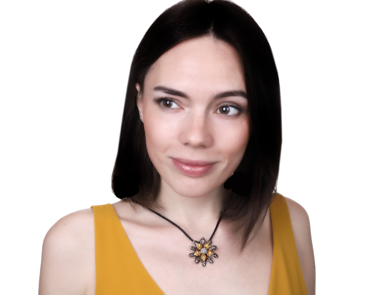 Притягательный золотой кулон с бриллиантами 3.85ct