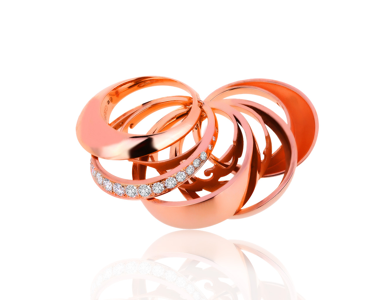 Оригинальное золотое кольцо с бриллиантами 1.10ct De Grisogono