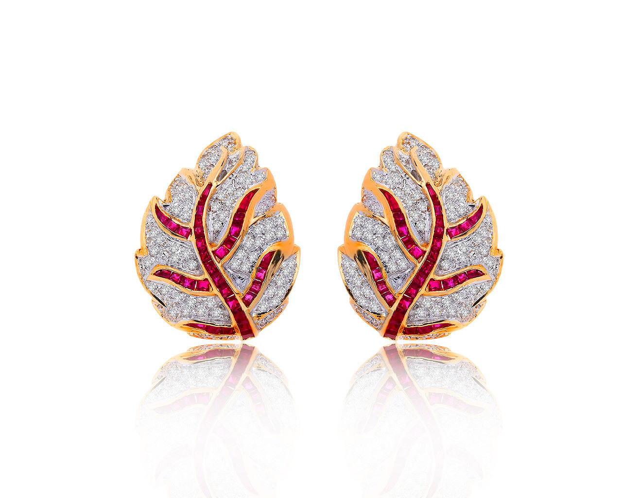 Великолепные золотые серьги с рубинами 0.75ct 181019/5