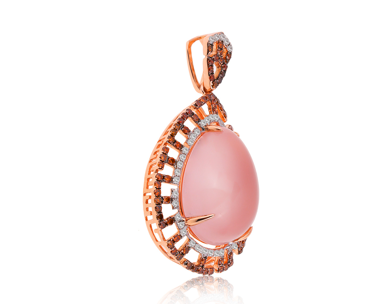 Роскошный золотой кулон с розовым кварцем 20.18ct