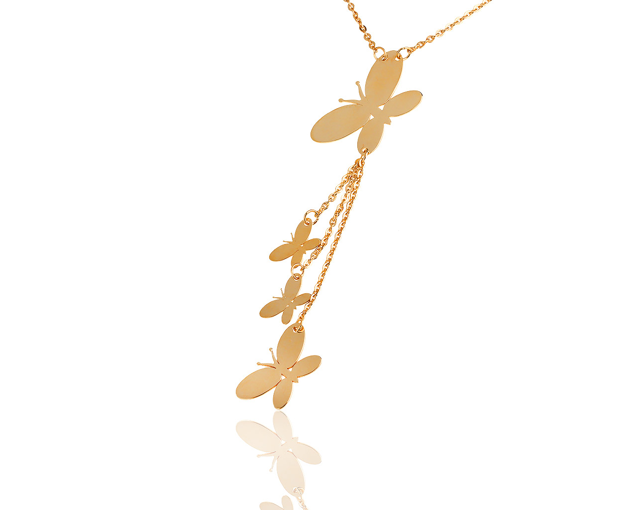 Нежное итальянское золотое колье с бабочками 121018/1