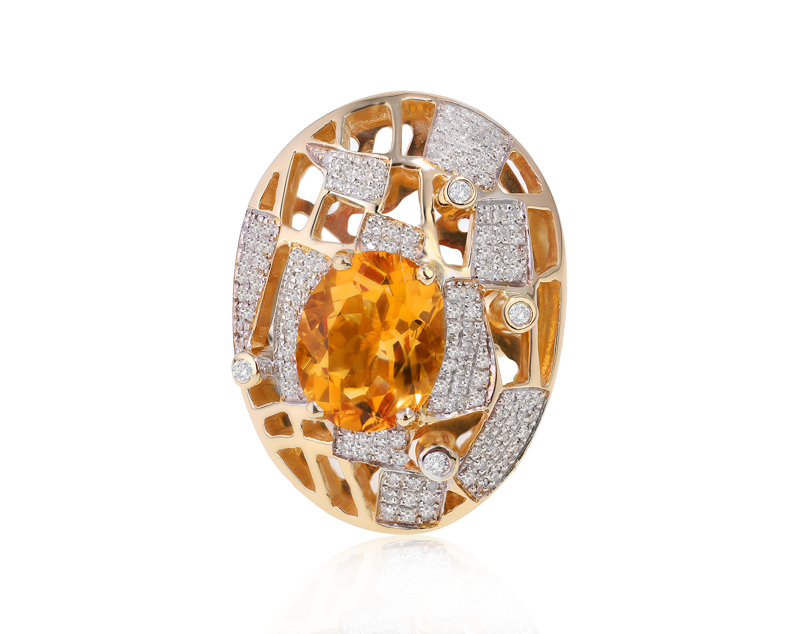 Золотое кольцо с цитрином 3.29ct и бриллиантами 0.41ct 240524/9