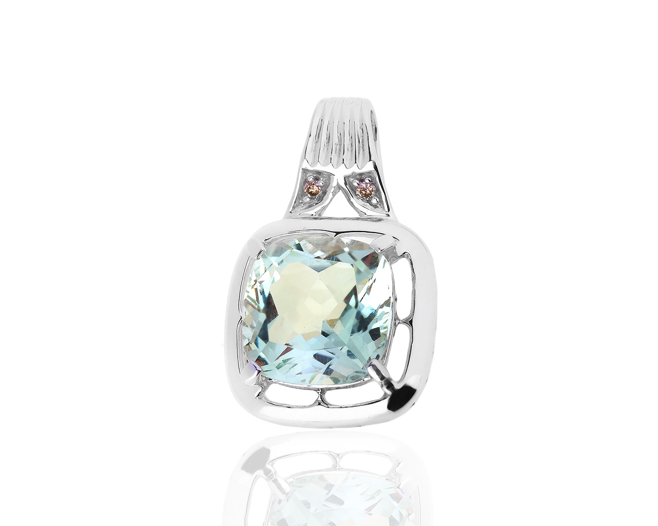 Золотая подвеска с празиолитом и бриллиантами 0.02ct 140119/13