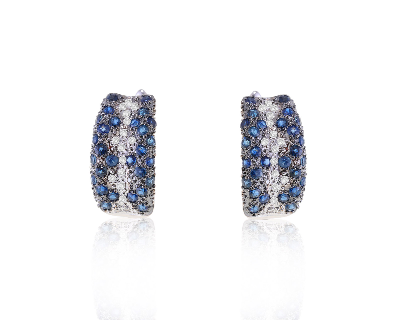 Притягательные золотые серьги с сапфирами 1.67ct