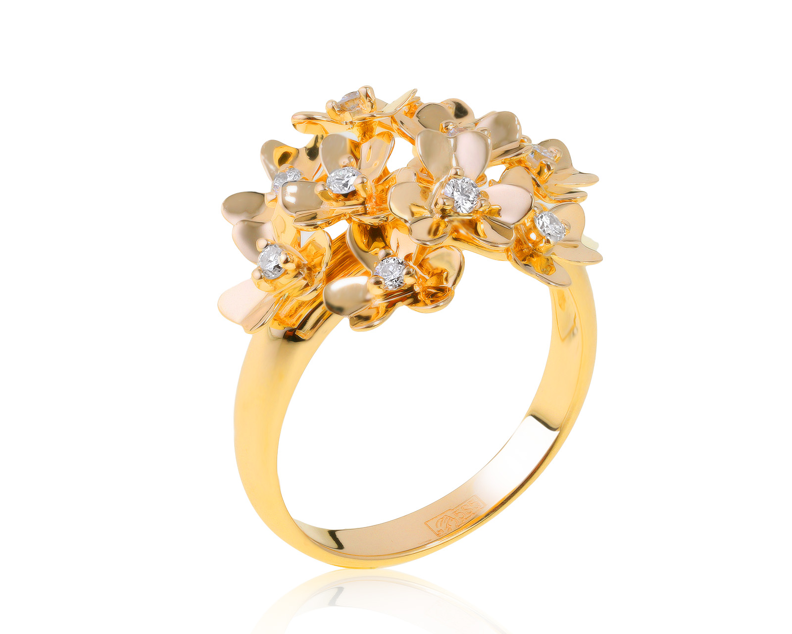 Роскошное золотое кольцо с бриллиантами 0.21ct