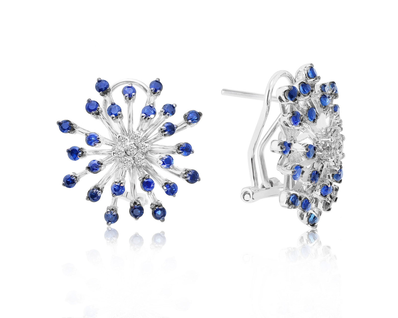 Чарующие золотые серьги с сапфирами 2.03ct