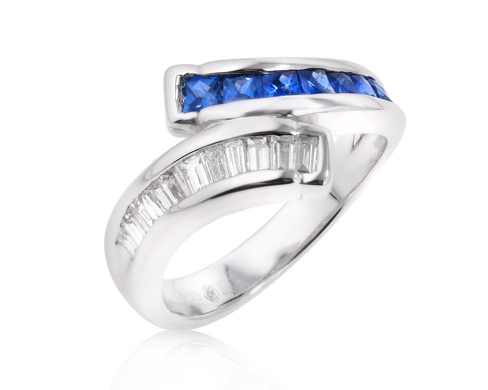 Золотое кольцо с сапфирами 0.42ct и бриллиантами 0.50ct 990231/2