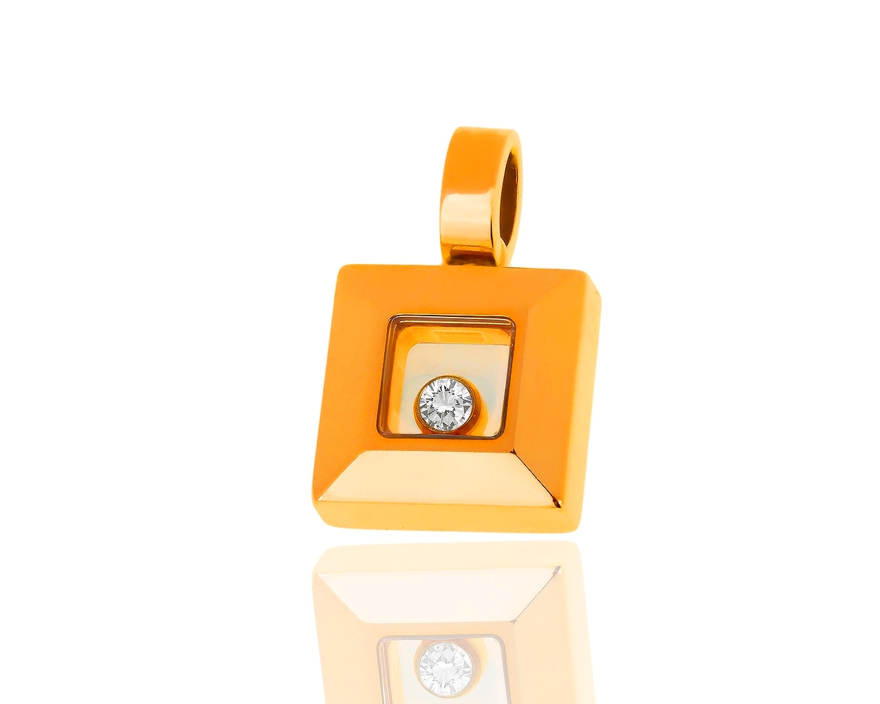 Золотая подвеска с бриллиантом 0.05ct Chopard Happy Square 060319/10