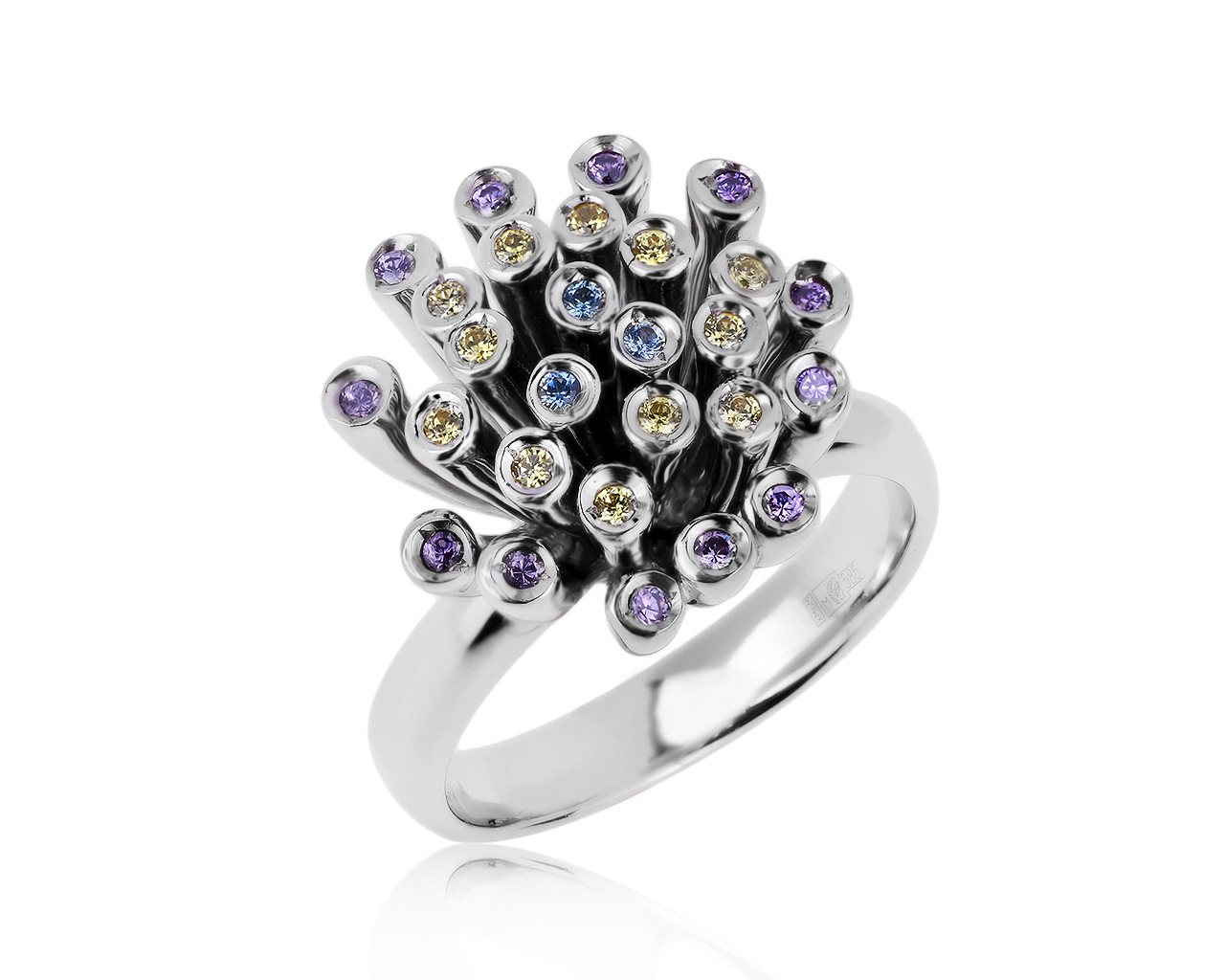 Потрясающее золотое кольцо с цветными камнями 0.21ct 050520/5