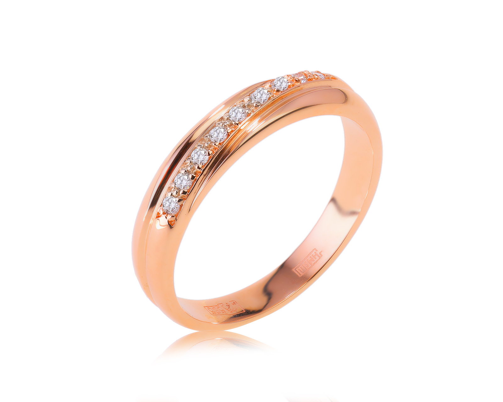 Золотое кольцо с бриллиантами 0.08ct 010823/14