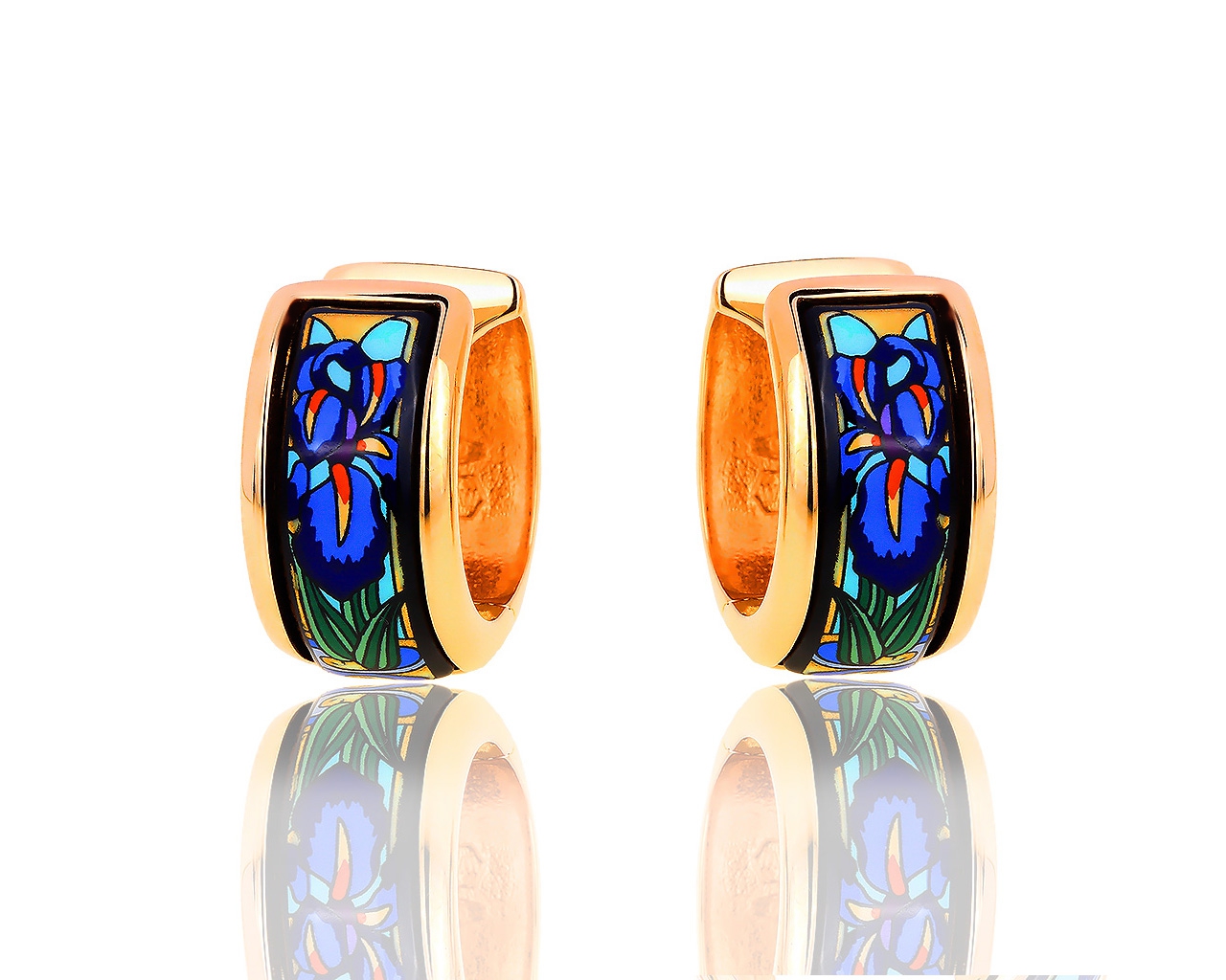 Яркие золотые серьги с цветными эмалями Frey Wille 250718/1