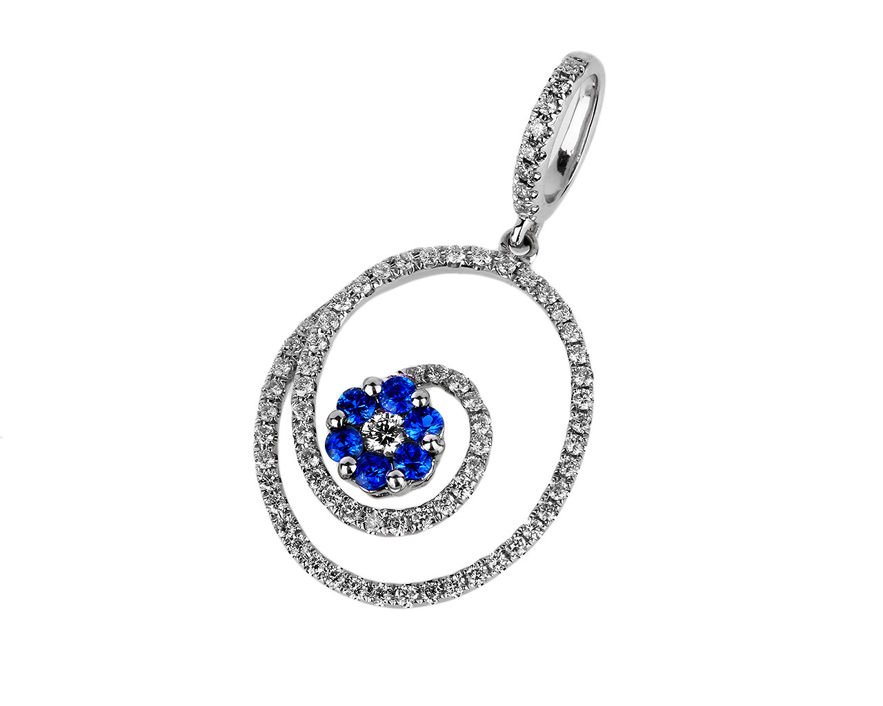 Утонченная бриллиантовая подвеска и сапфирами 060218/7