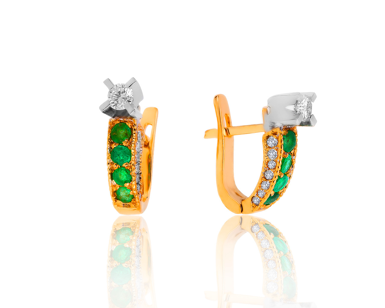 Шикарные золотые серьги с бриллиантами 0.70ct