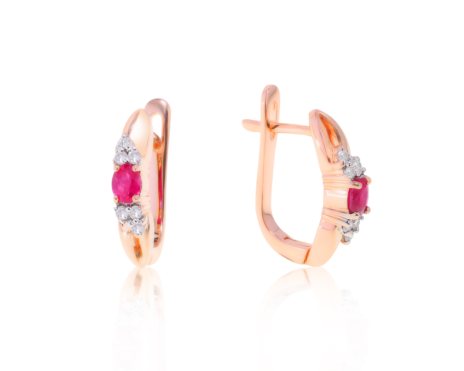 Модные золотые серьги с рубинами 0.41ct 280616/5