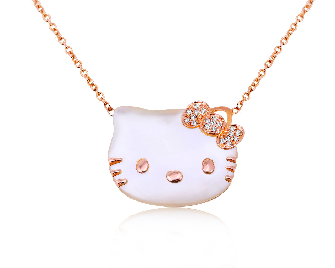 Женственное золотое колье с бриллиантами 0.10ct Hello Kitty 271020/8