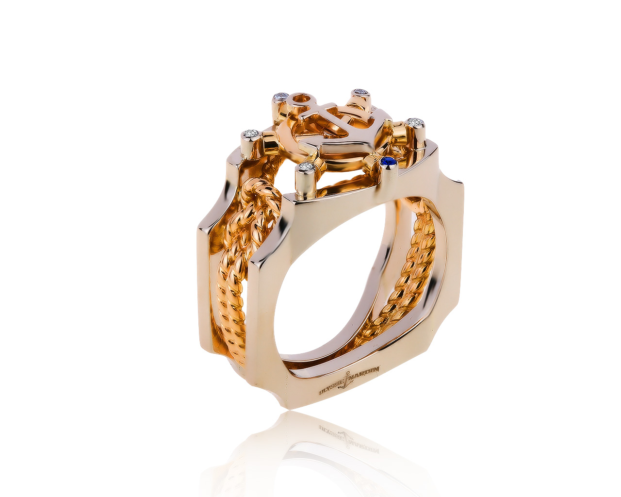 Оригинальное золотое кольцо с бриллиантами 0.08ct Ulysse Nardin
