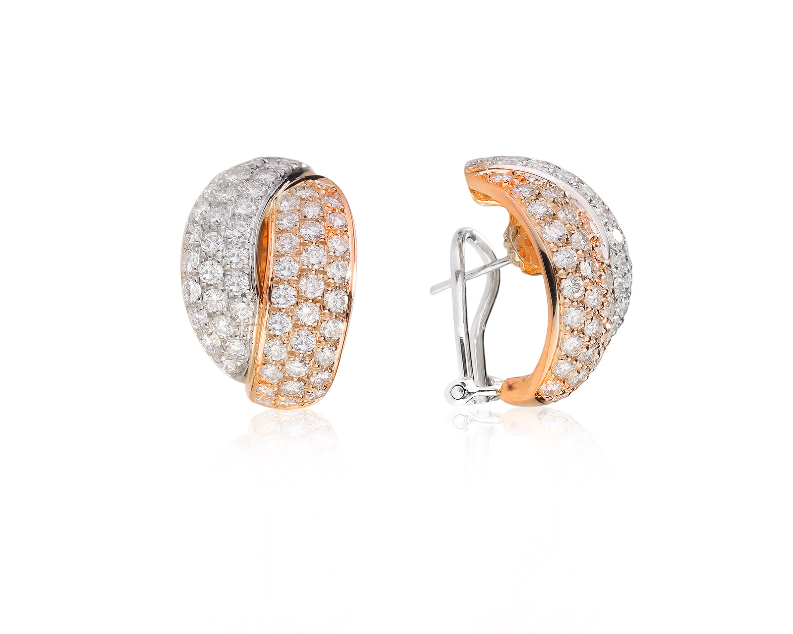 Оригинальные золотые серьги с бриллиантами 3.54ct Damiani Princess