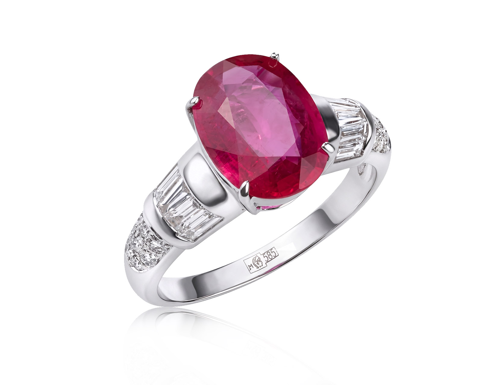 Золотое кольцо с рубином 2.54ct и бриллиантами 0.52ct 080626/3