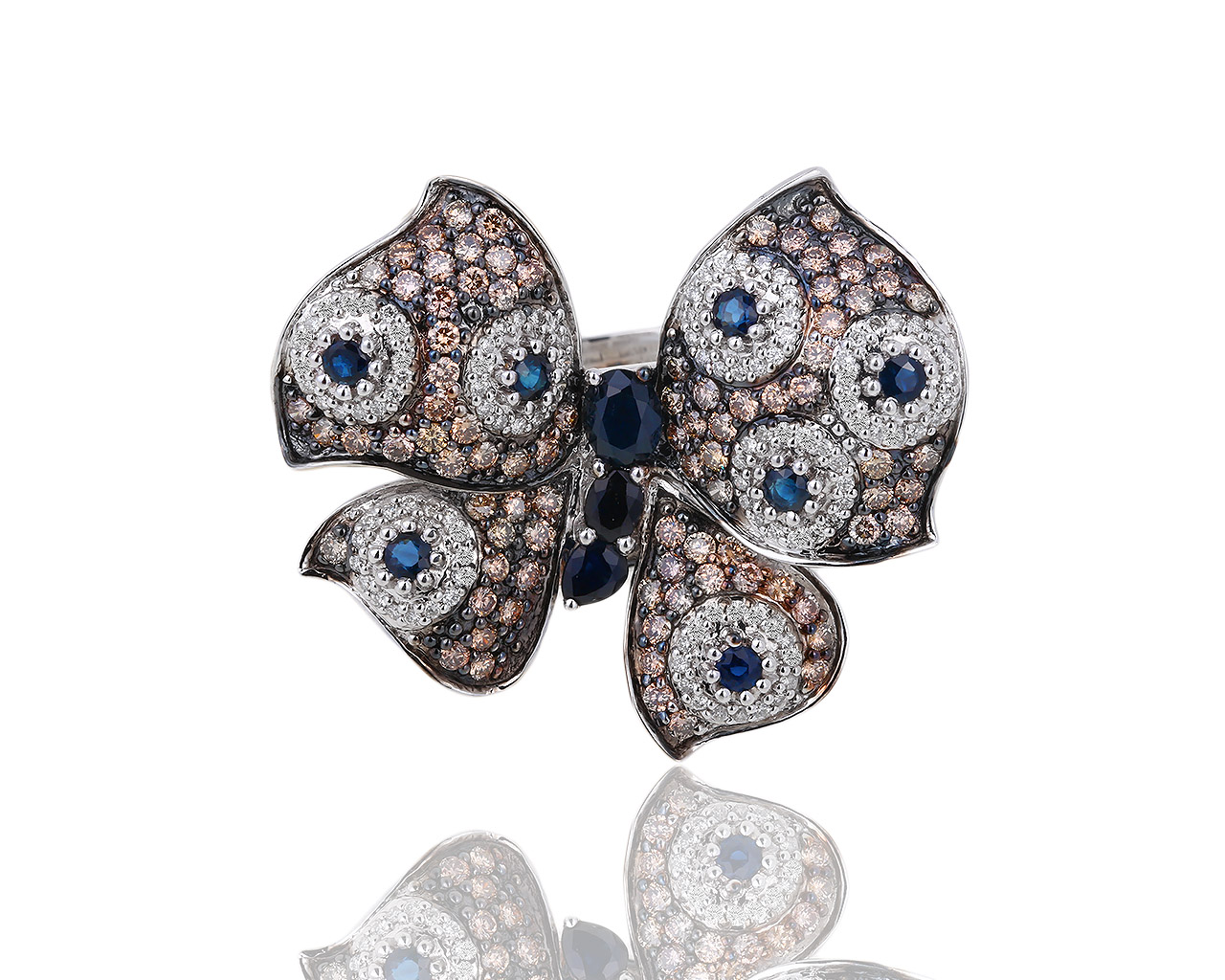 Золотое кольцо-кулон с бриллиантами 2.16ct и сапфирами 1.04ct 151118/1