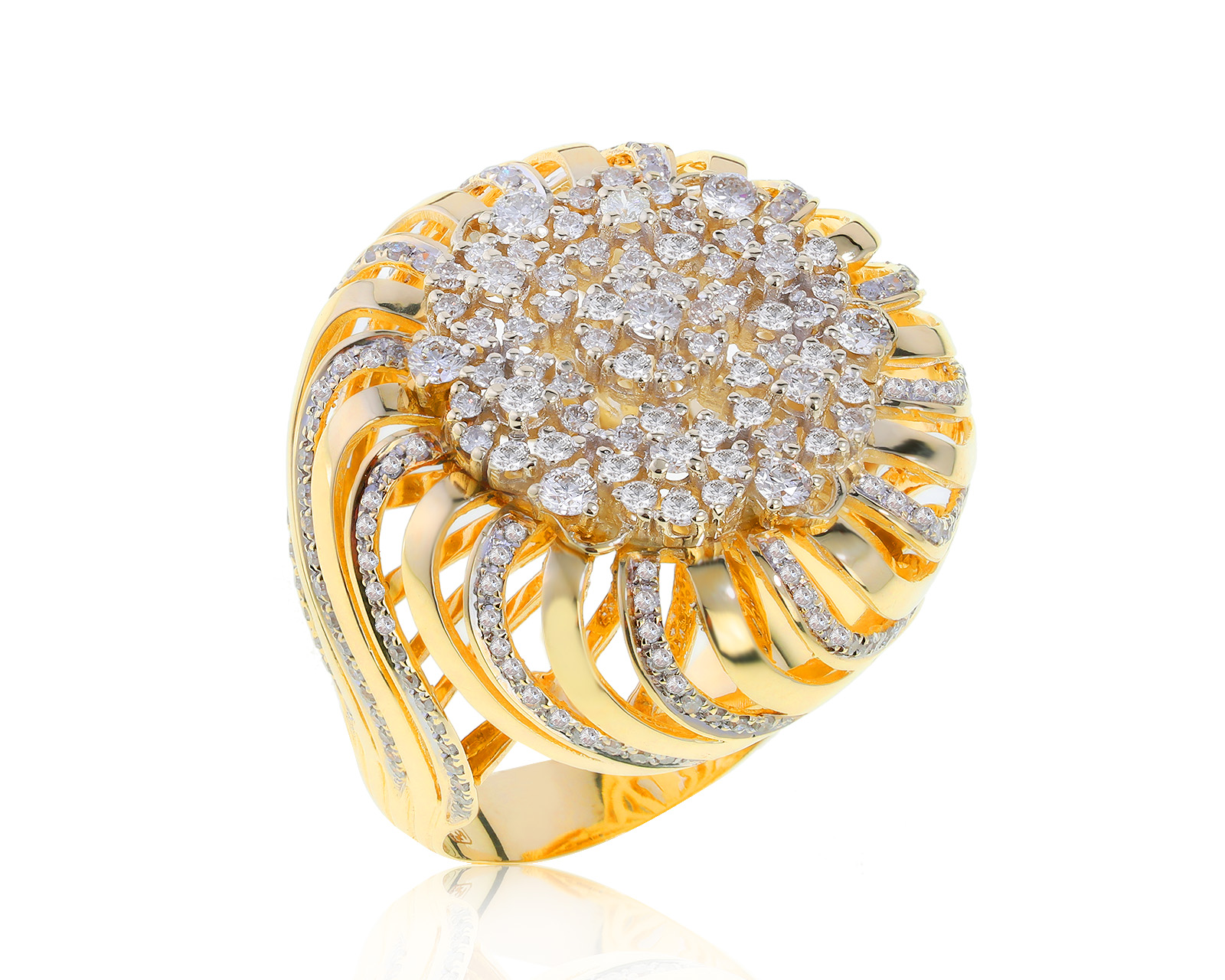 Престижное золотое кольцо с бриллиантами 2.02ct
