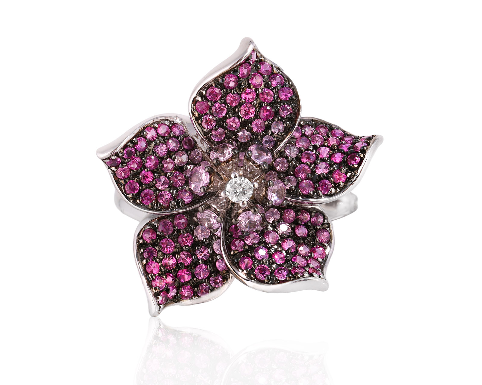 Золотое кольцо с сапфирами 1.35ct и бриллиантом 0.04ct 221025/5