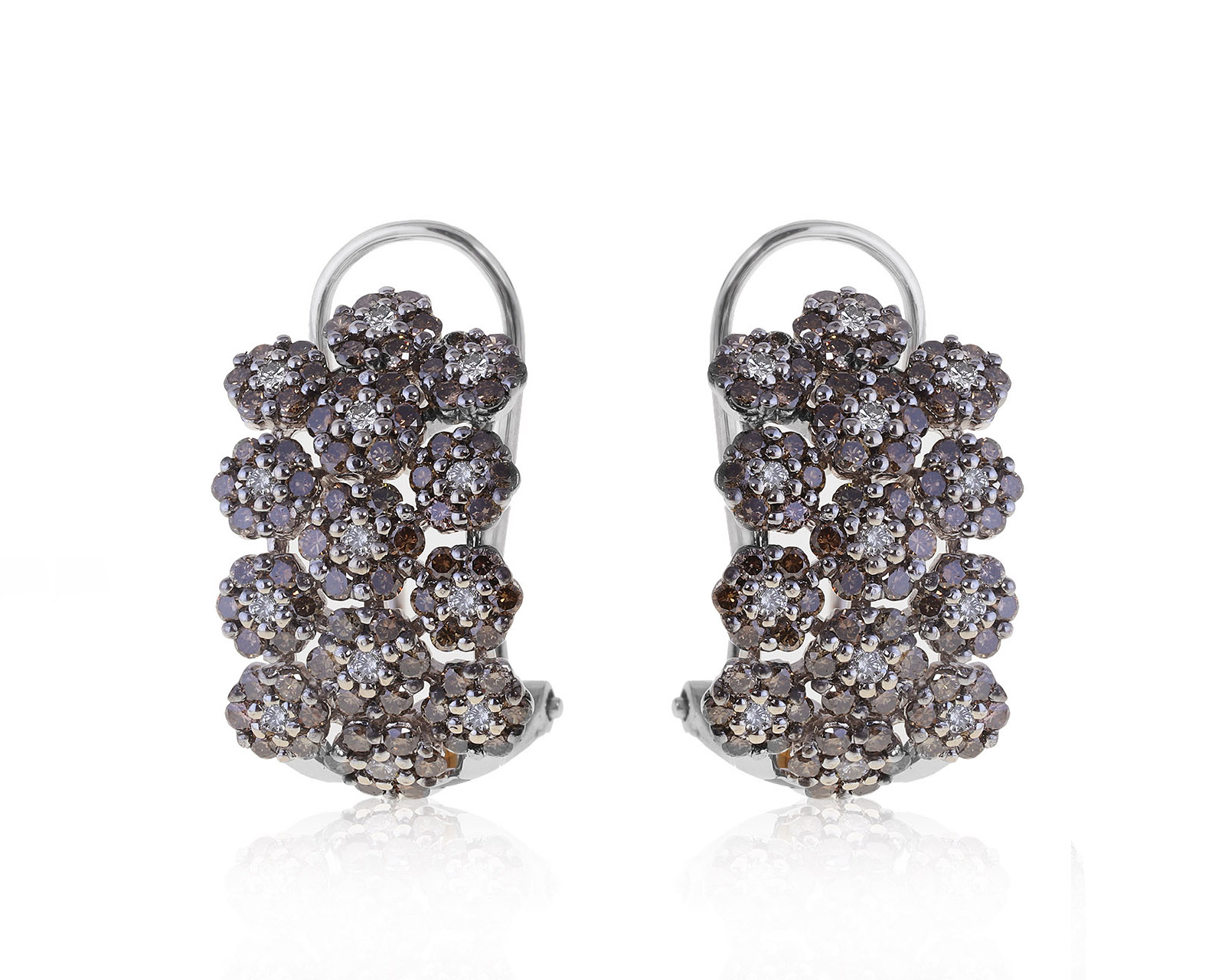 Женственные золотые серьги с бриллиантами 2.37ct