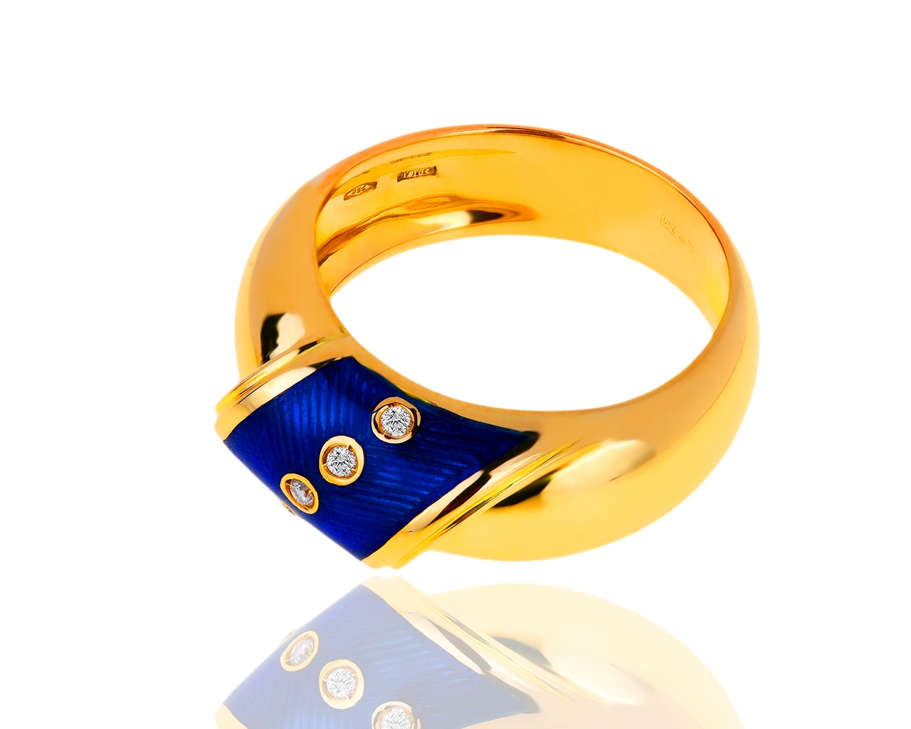 Оригинальное золотое кольцо с эмалью и бриллиантами 0.05ct Salvini