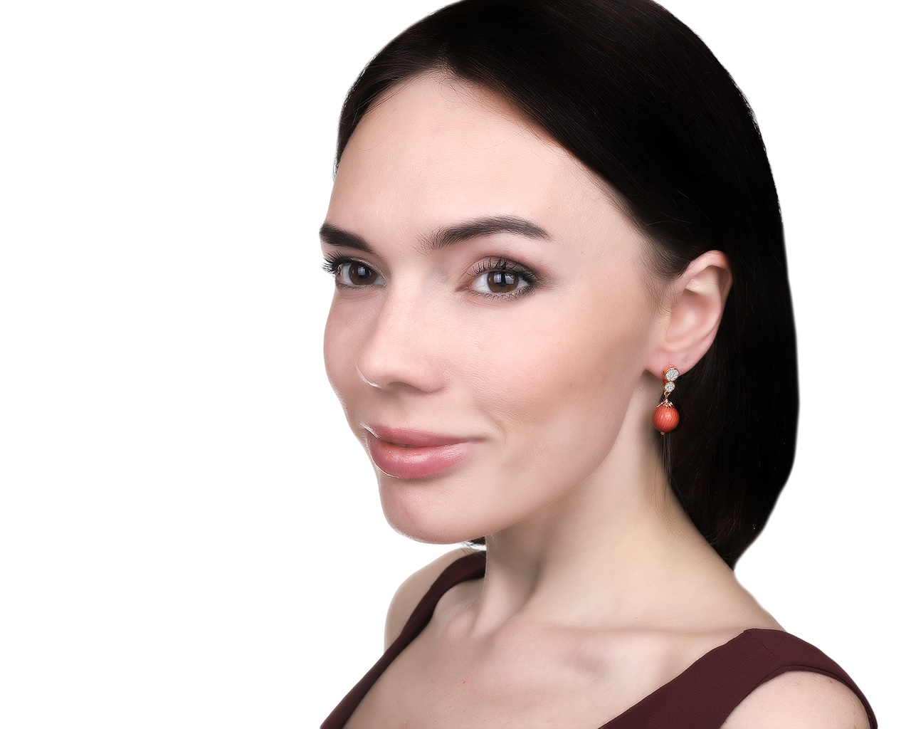 Роскошные золотые серьги с кораллами 23.90ct