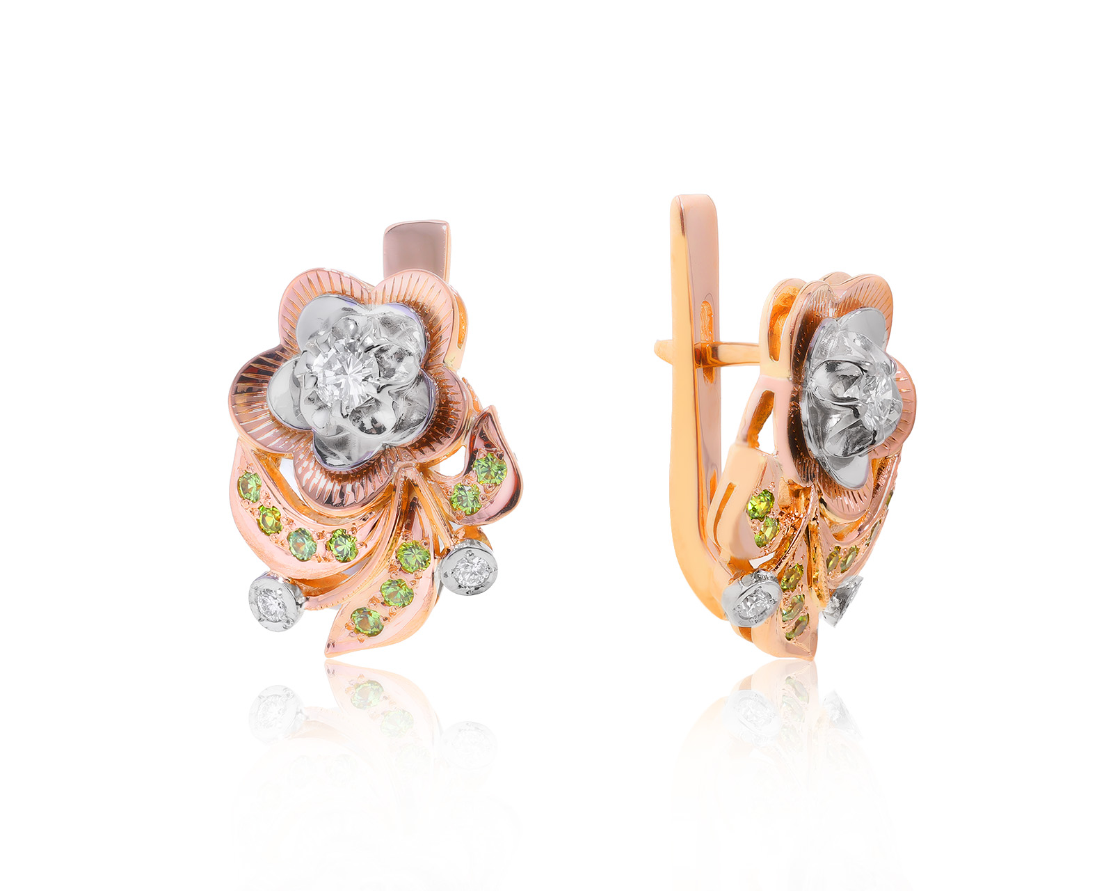 Притягательные золотые серьги с бриллиантами 0.46ct 100318/12