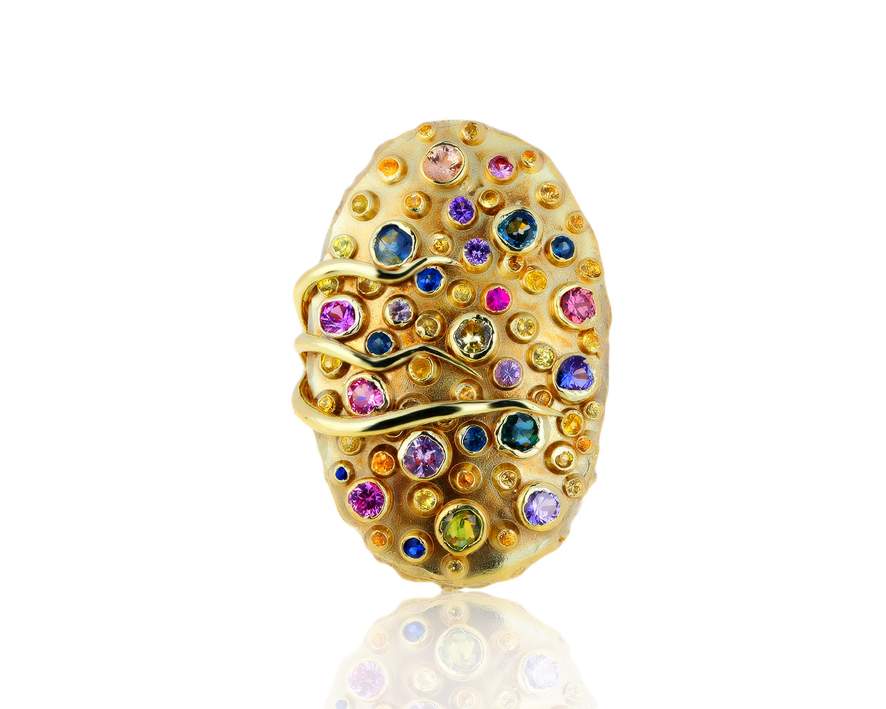Оригинальное золотое кольцо с сапфирами 4.25ct German Kabirski