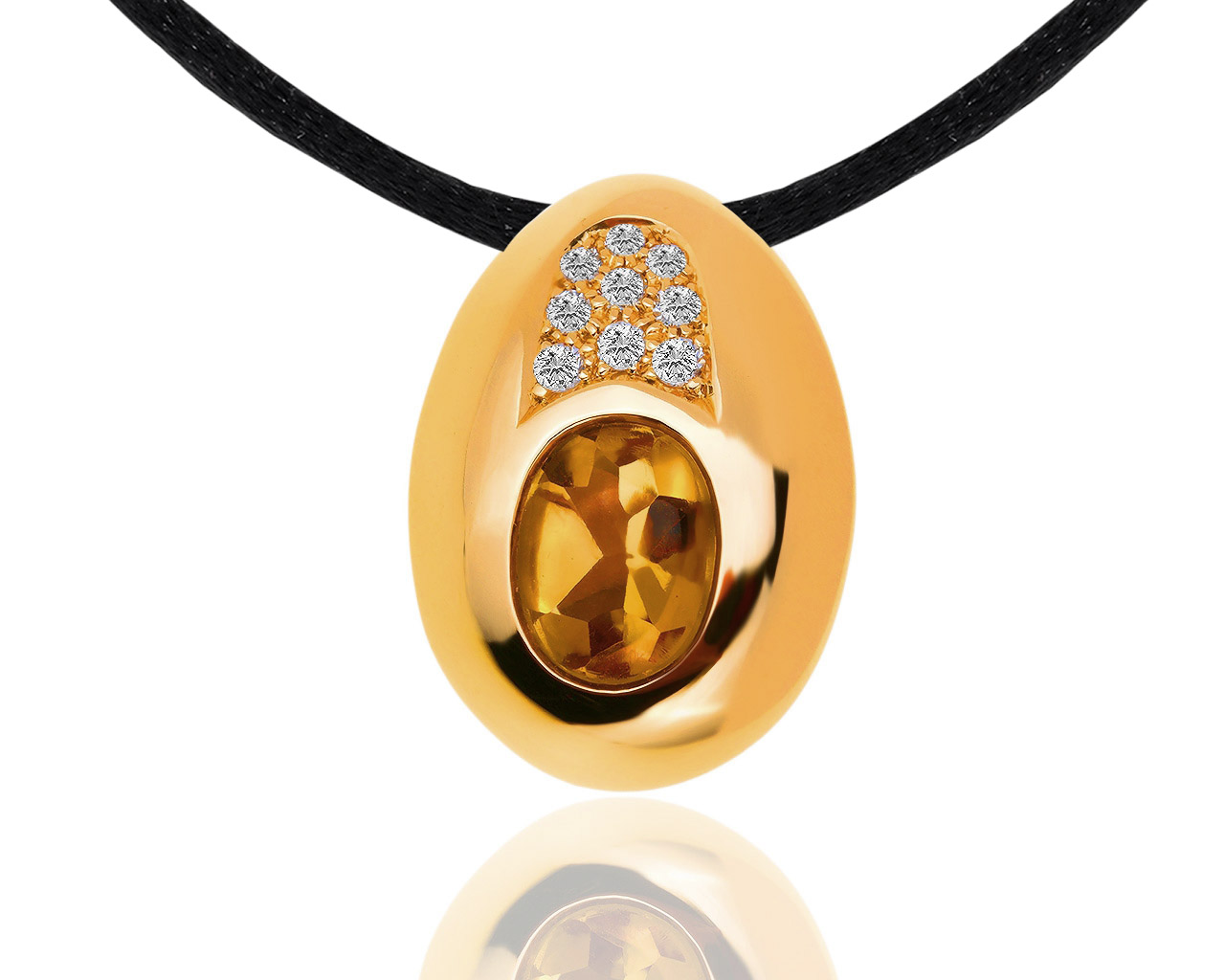 Оригинальный золотой кулон с цитрином и бриллиантами 0.17ct Mauboussin 170319/10