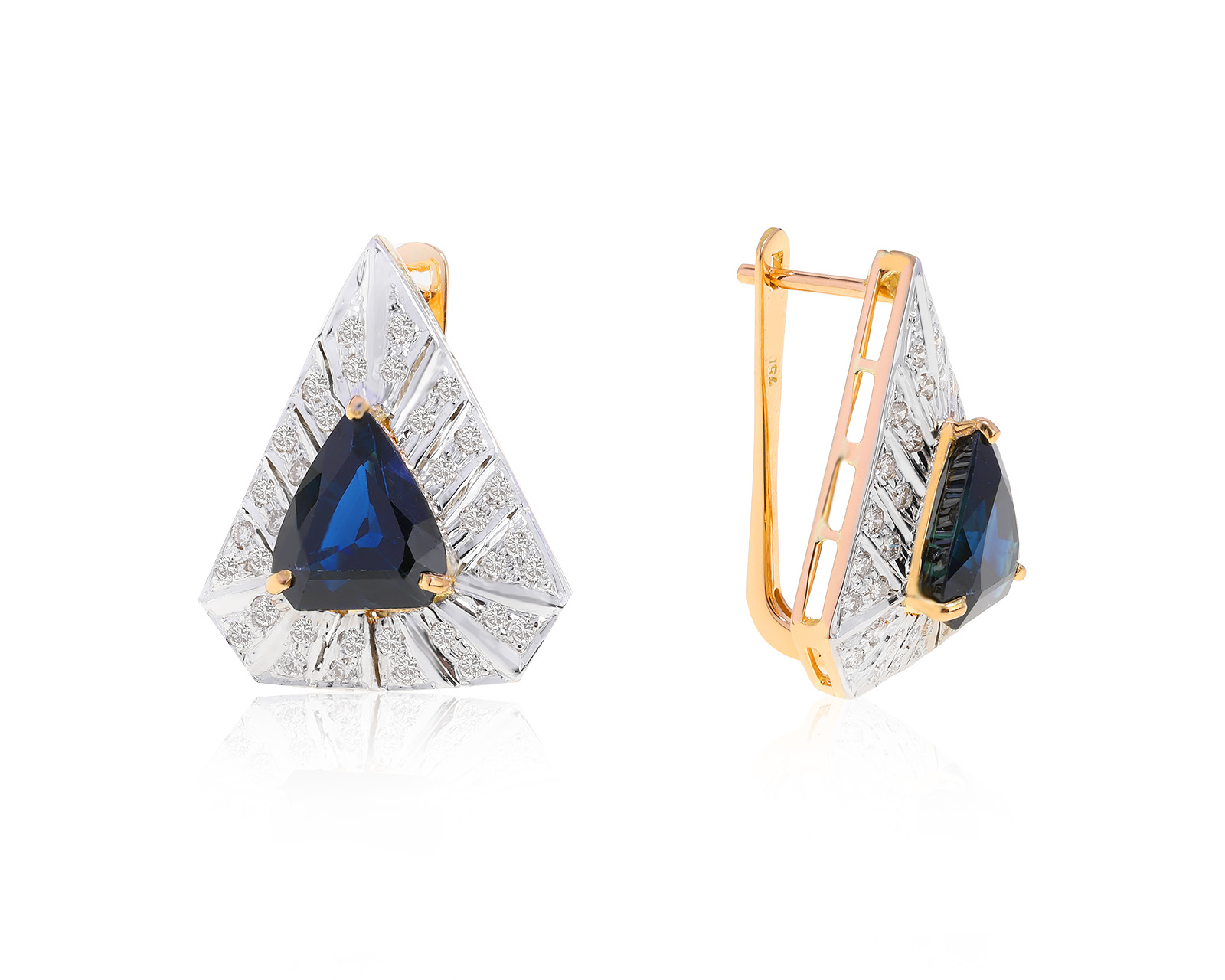 Великолепные золотые серьги с сапфирами 6.75ct 250222/10 Великолепные золотые серьги с сапфирами 6.75ct 250222/10
