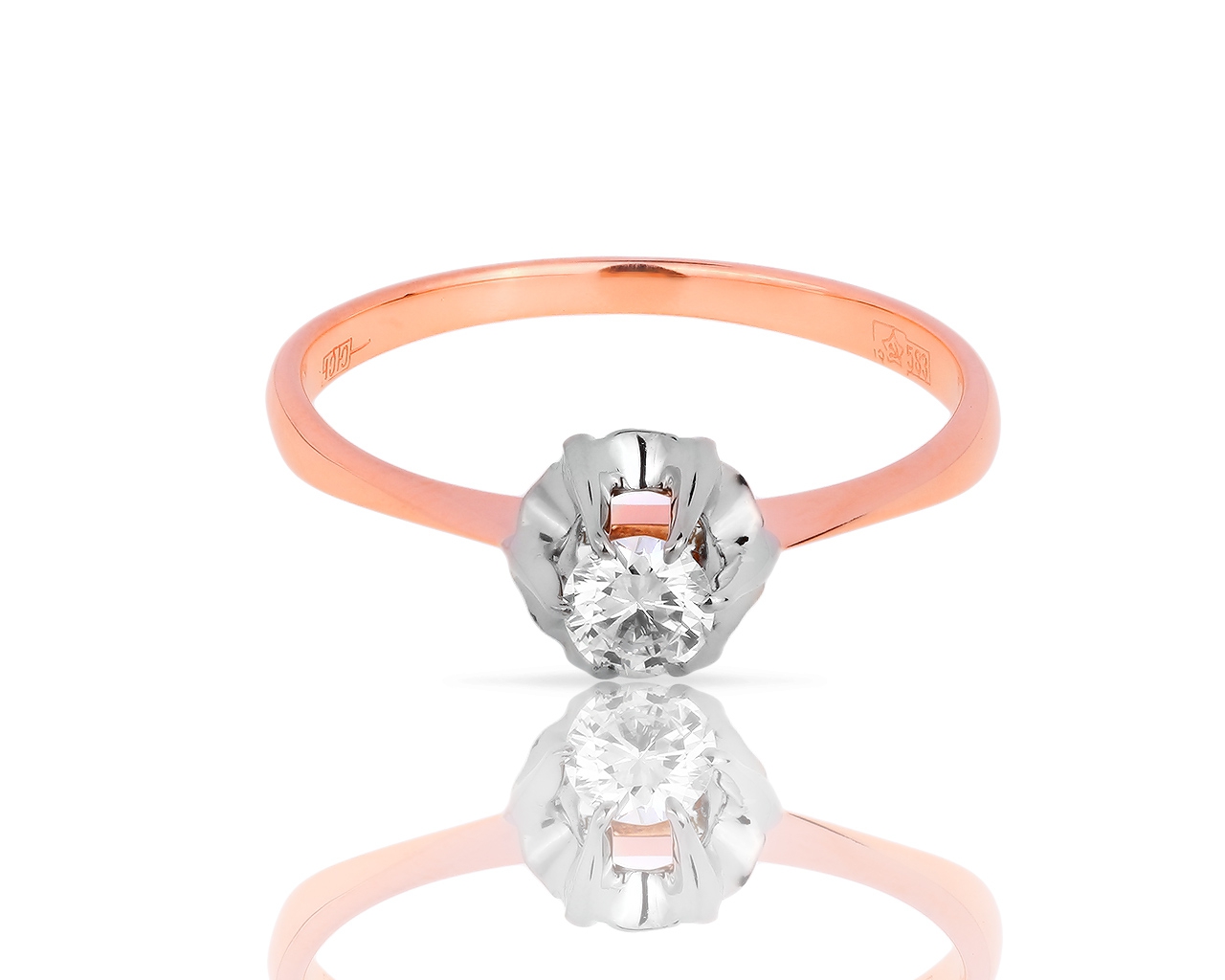 Винтажное золотое кольцо с бриллиантом 0.23ct 230718/12