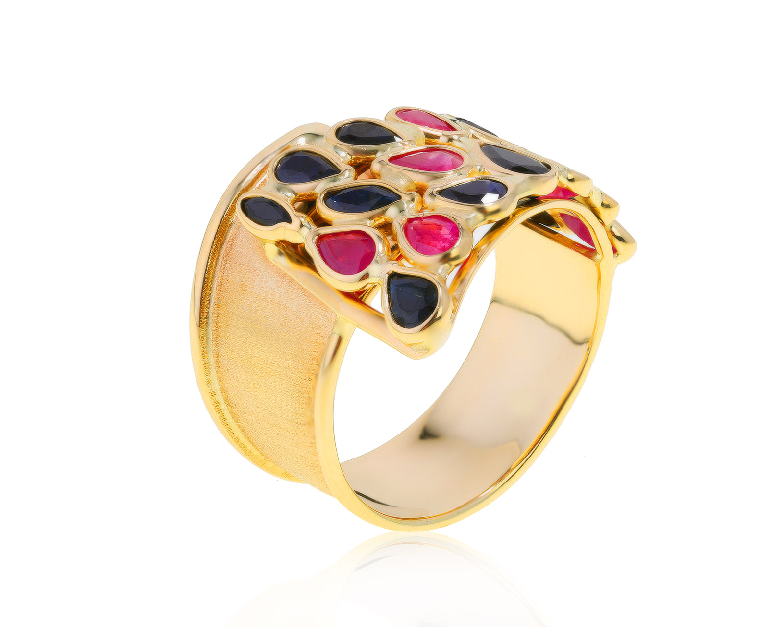 Женственное золотое кольцо с сапфирами 1.33ct 011221/4