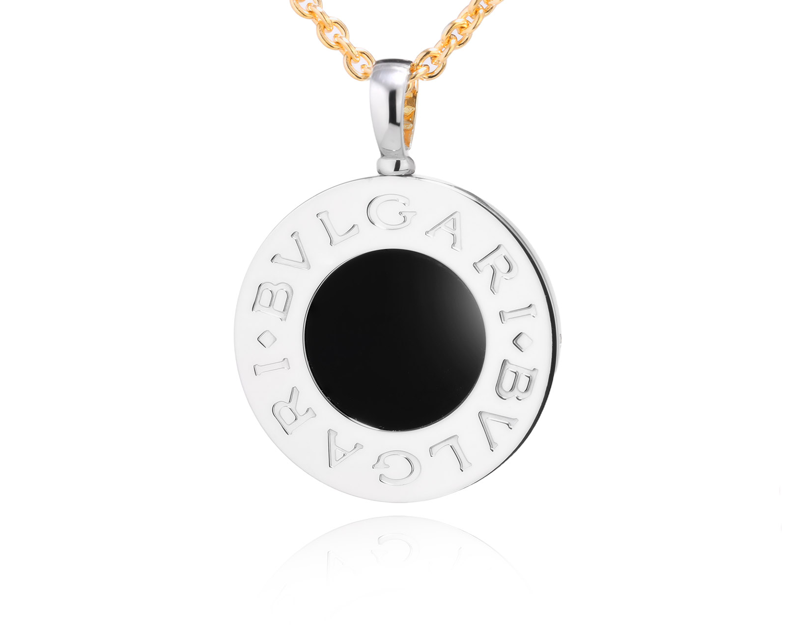 Оригинальный золотой кулон с перламутром и ониксом Bvlgari Bvlgari Reversible